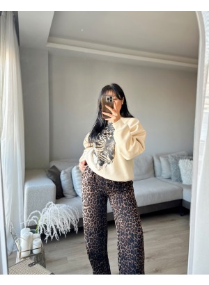 YÜN EFEKTLİ RAHAT KALIP PALAZZO (LEOPAR)