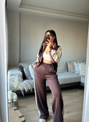 MODAL KUMAŞ EŞOFMAN TAKIMI (Kahve - Sütlü Kahve)