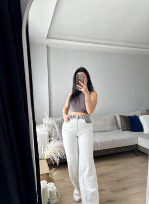 Dilvin 2 Renk  Denim Palazzo