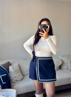 KAŞE NAKIŞLI KISA ŞORT ETEK 