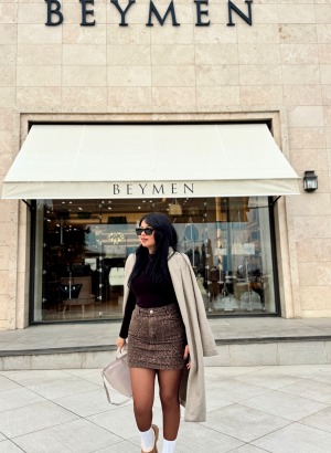 GABARDİN LEOPAR DESEN ETEK