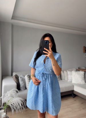 FİSTO MİNİ ELBİSE (Mavi)