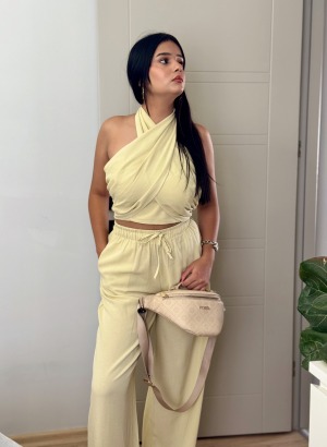 KETEN BOYUNDA BAĞLAMALI TAKIM (Sarı)