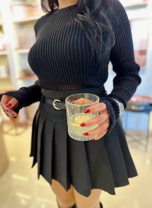 Transparan Fitilli Bluz Siyah