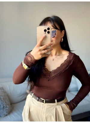 DANTELLİ KAŞMİR BADY (Acı Kahve)