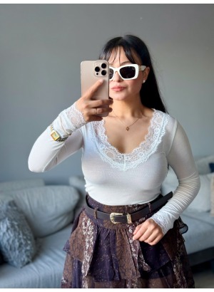 DANTELLİ KAŞMİR BADY (Beyaz)