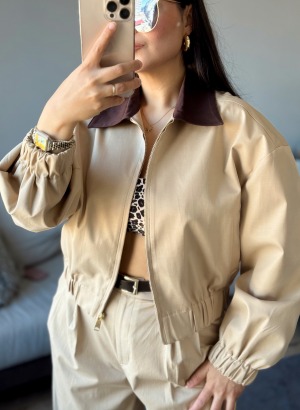 PARLAK KUMAŞ BOMBER CEKET