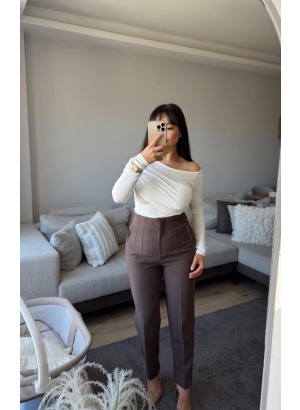 ZARA MODEL PENSLİ HAVUÇ PANTOLON (Kahve)