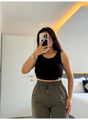 PEDLİ KAŞKORSE CROPTOP (SİYAH)