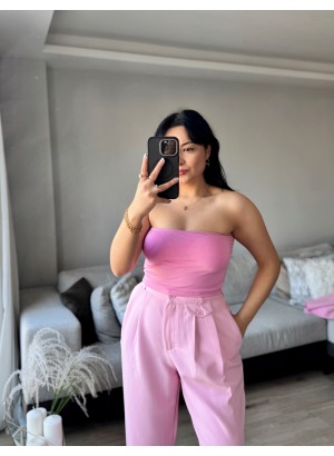 PEDLİ STRAPLEZ CROP (PEMBE)