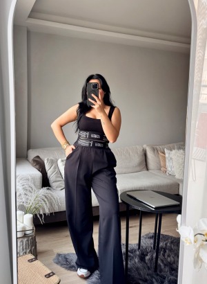 BELİ LASTİKLİ PALAZZO (SİYAH)