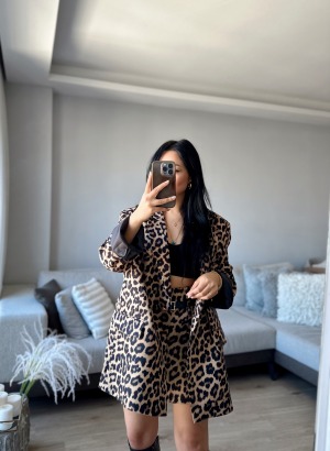 PREMİUM LEOPAR BLAZER CEKET