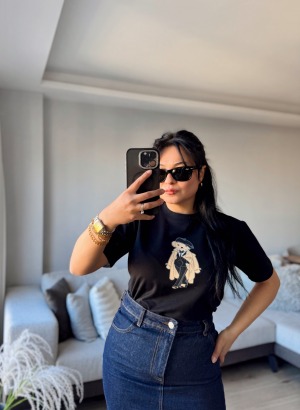 TEDDY BASKILI TİŞÖRT (Siyah)