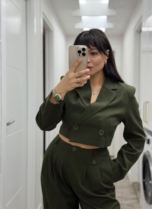 KUMAŞ KISA ÇEKET (Haki)