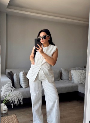 ÇİZGİLİ YELEKLİ PANTOLON TAKIM