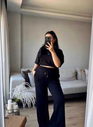 OYSHO MODAL KUMAŞ EŞOFMAN TAKIMI (Siyah)